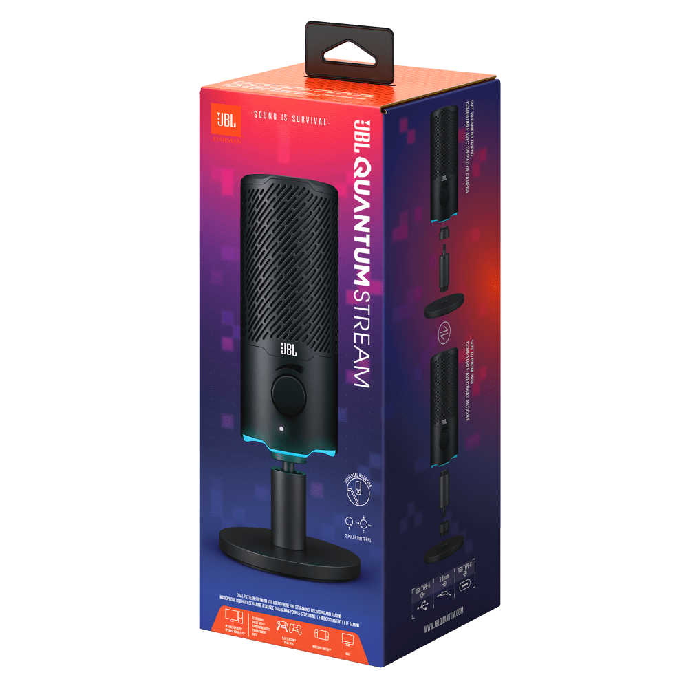 JBL - Quantum Stream Dual Pattern USB Microphone - Black